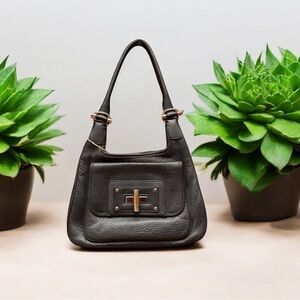 Banana Republic Black Pebbled Leather Shoulder Bag Purse